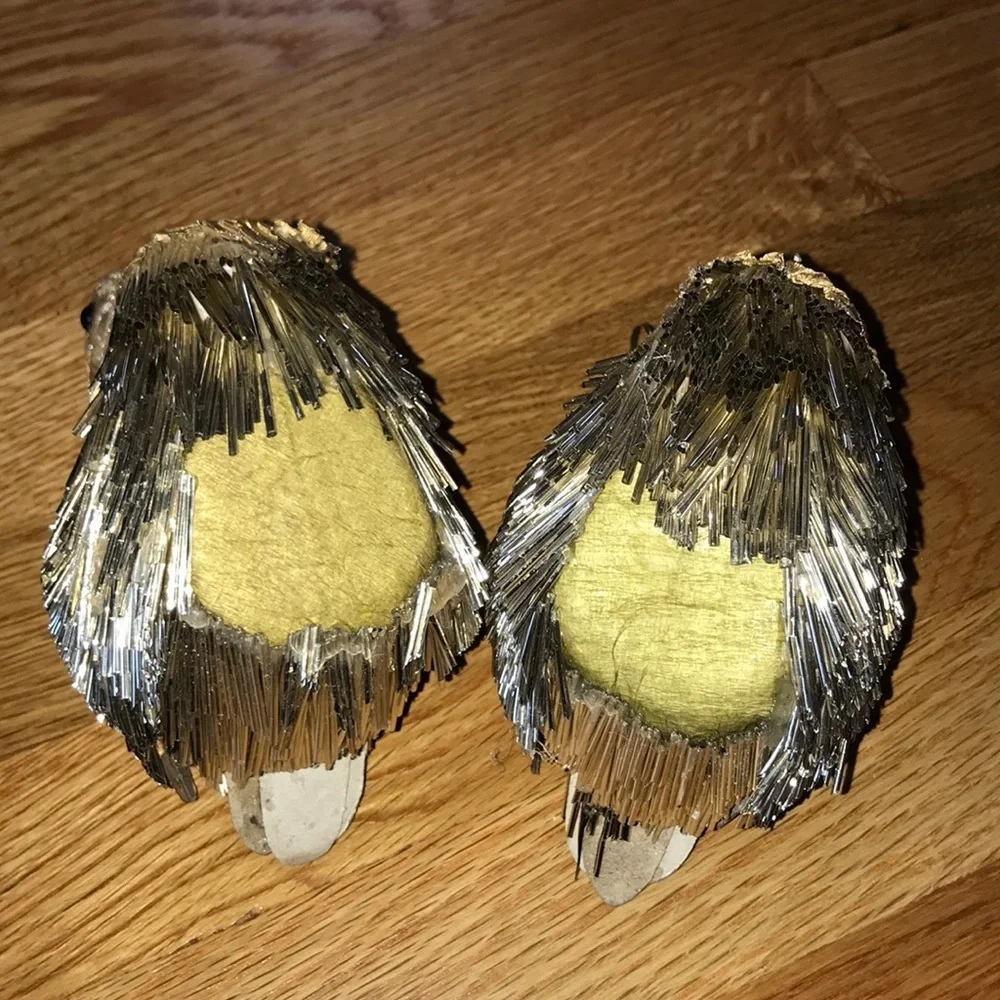 NWT Pair Anthropologie Gold Metallic Beaded Swan Ornaments